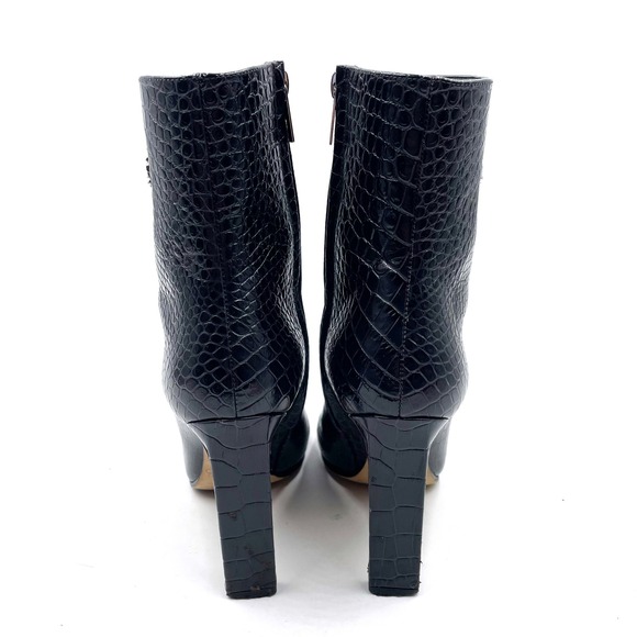 Jimmy Choo Minori Croc Booties Dusk Leather Square Toe Heels Ankle Sz 37 / 7 - Picture 4 of 11